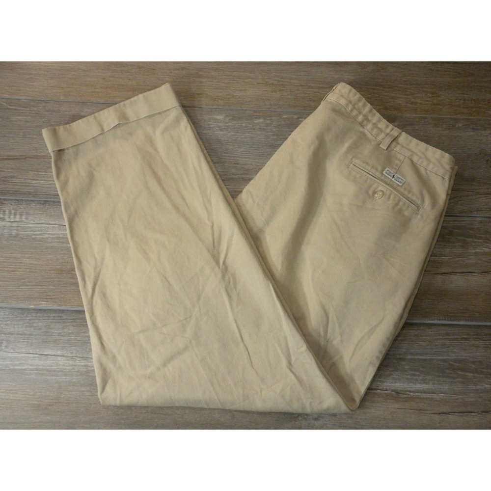 Polo Ralph Lauren Pants Mens 42x30 Beige Hammond Chino Pleated Twill Vintage USA